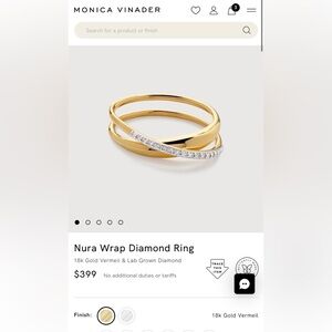 MONICA VINADER Nura Wrap 18k Gold Vermeil & Diamond Ring